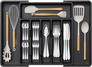 Homeness Cutlery Kitchen Rack Plastic Expandable Plastic Tray for Kitchen, Spoons, Forks, Knives, Jewellery, Cosmetic