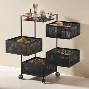Rapid Fruits/Vegetables Kitchen Rack Steel Kitchen Trolley with Wheels – Ideal Kitchen Organizer and Accessories Storage
