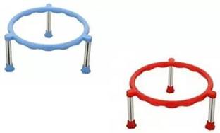 QUISTAL Matka Kitchen Rack Plastic, Steel Plastic Ring Pot/Matka/Plant Stand with Stainless Steel Legs, Pack of 2