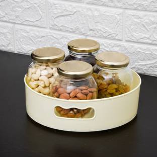 KUBER INDUSTRIES Containers Kitchen Rack Plastic 360° Rotating Tray|Bathroom Skincare Vanity Tray|Cream