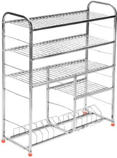 Zobby Utensil Kitchen Rack Steel Stainless Steel 5 Layer (30 x 32 inches) Wall Mount Kitchen Dish Rack