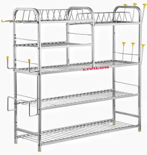 L LIVILON Utensil Kitchen Rack Steel Utensil Kitchen Rack Steel Wall Mount Kitchen Dish Rack Plate Rack (31"x30")