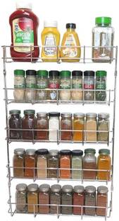 Indian Decor Containers Kitchen Rack Iron Alloy Steel Spice Storage Rack