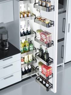 DBR Dish Drainer Kitchen Rack Iron Kitchen Cabinet Satin Soft Steel Pantry Unit Storage System (12 Basket 450 MM)