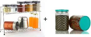 Somkala Containers Kitchen Rack Plastic, Steel Presents a combo pack of 2 storage boxes + spice