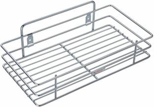 SHOP N BUY Containers Kitchen Rack Steel Multipurpose Stainless Steel Single Wall Mounted Kitchen Storage Shelf Rack Containers Kitchen Rack