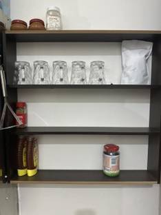 WOODSYWODERS Containers Kitchen Rack Wood WALL SHELF BROWN KITCHEN RACK