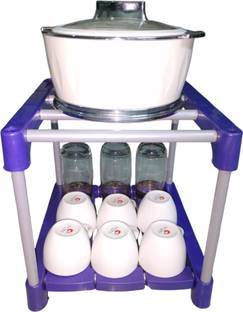 Novatic Utensil Kitchen Rack Plastic Utensil Kitchen Rack Metal Plastic 2 Shelf Dish Rack | Modular Kitchen Stand