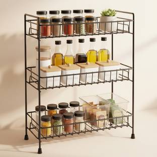 Nexum Containers Kitchen Rack Steel 3-Layer Storage Rack – Space-Saving Shelf for Home and Office Use