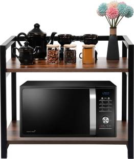 DIVYA Dish Drainer Kitchen Rack Wood 3-Layer Microwave Stand, OTG Stand, Microwave Oven Rack, Kitchen Storage Shelf