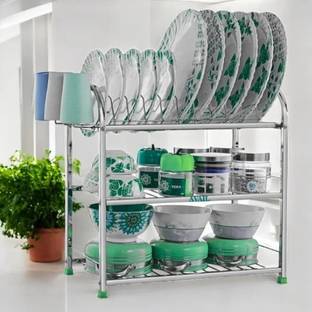 DEMIQON Utensil Kitchen Rack Steel SpaceSaver Dish Drying Rack/Premium 3-Tier Drainer Stand