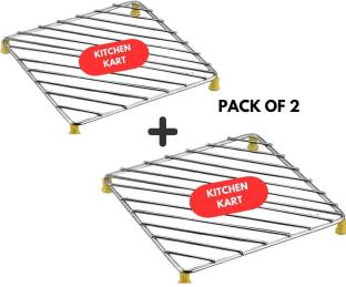 KITCHEN KART Utensil Kitchen Rack Steel Kitchen Kart Combo- 2 Heat Resistant Cooker Stand. HOT Pan Stand
