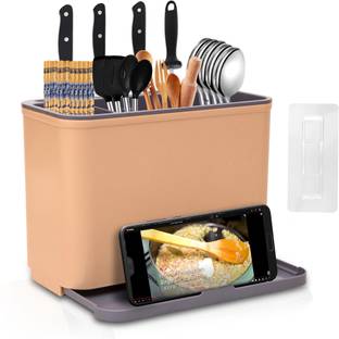 BAREPEPE Cutlery Kitchen Rack Plastic Self Adhesive Plastic Wall Mounted Kitchen Cutlery Holder,Spoon Holder