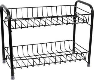 BALSUN Containers Kitchen Rack Iron Foldable 2-Tier Iron Kitchen Spice Rack for Condiments
