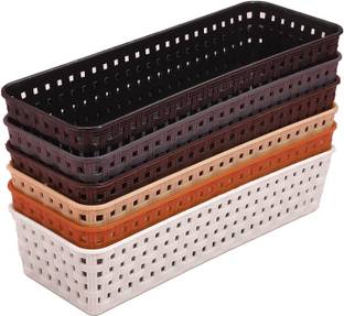 RUSHIL WERE Multipurpose Desk Organizer Tray for Kitchen, Bathroom, Office, Makeup, Bedroom Plastic Fruit & Vegetable Basket