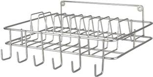 GESCHIR Cup Kitchen Rack Steel Wall Hanging Stainless Steel Cup & Saucer Holder, Plate Organizer Space Kitchen