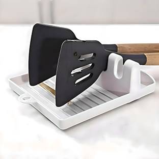Upkaranwale Cutlery Kitchen Rack Plastic 4 Slots Cooking Storage Silicon Spoon Rests Mat Heat Resistance rack( Set of 1)