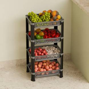 Marmik 4 Tier Multi-Purpose Vegetable Stand, Storage Solution rack for Home, Office Plastic Kitchen Trolley