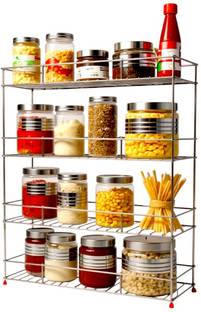 BHOLA STEEL Utensil Kitchen Rack Steel Kitchen Rack Steel 4-Tier Multi Use Kitchen Counter(Top/Under)Floortop Storage