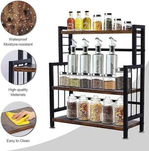 Indian Decor Utensil Kitchen Rack Iron 45030 Spice Rack Organizer, 3 Tier Standing Spice Rack Organizer for Kitchen