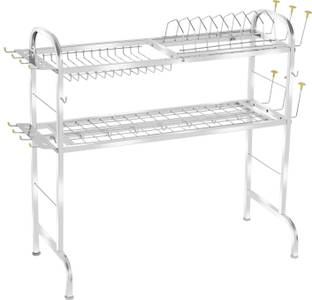PALOMINO Utensil Kitchen Rack Steel Stainless Steel Over Sink Dish Drying Rack|Counter Top Sink Rack (2tier, 30inch)