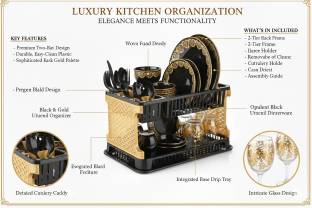 EXODUS Dish Drainer Kitchen Rack Plastic DOUBLE LAYER DISH DRAINER