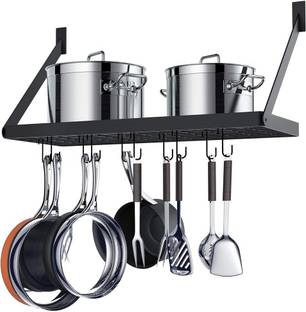 GEO FASHION Utensil Kitchen Rack Iron Pot Rack Square Grid Wall Mounted Kitchen Pot And Pan