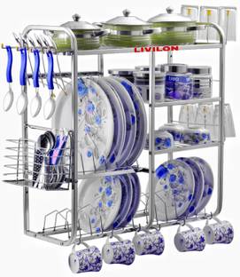 L LIVILON Utensil Kitchen Rack Steel Steel 24x24 Wall Mount Dish/Plate Cutlery/Storage/ Modern Stand