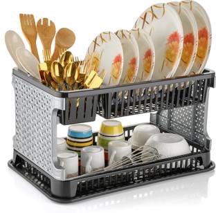 EXODUS Dish Drainer Kitchen Rack Plastic Sleek, Space-saving Solution for Effortless Kitchen Organization