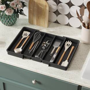 SKYBUCKET Utensil Kitchen Rack Plastic Drawer Organizer, Expandable Utensil Tray for Kitchen