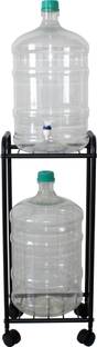 D&V ENGINEERING Water Dispenser Kitchen Rack Iron Metal Water Dispenser Stand for 20 Litre Bottle with Wheels- Black