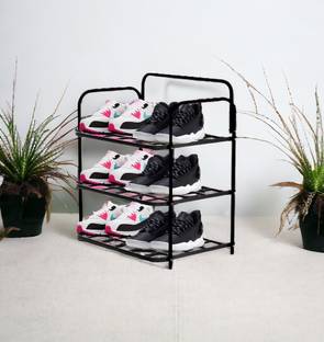Pipasa Chakla/Belan Kitchen Rack Plastic Shoe Stand Metal Collapsible Shoe Stand (Black, 3 Shelves, DIY(Do-It-Yourself))