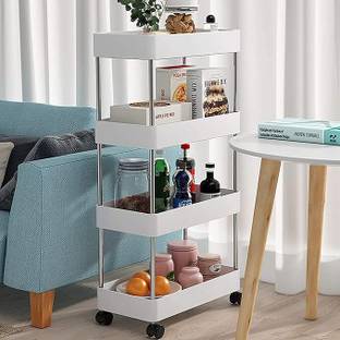 Flipkart Perfect Homes Studio Fruits/Vegetables Kitchen Rack Plastic Plastic-Stainless Steel Fruit & Vegetable 4 Stand Kitchen Trolley
