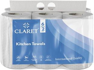CLARET 2-Ply Kitchen Towel (20 x 20 cm) | 60 Pulls (Pack Of 6)