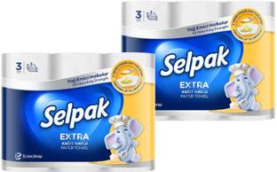 Selpak Extra Oil Absorbing Kitchen Roll Tissue Paper 3rolls/pack Combo Pack of 2