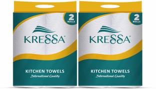 KRESSA Paper Towel | Kitchen Tissue | Towel Paper Roll | 2 Ply 4 Rolls 60 Pulls Per Roll Total 240 Pulls Natural Virgin Pulp
