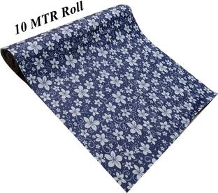 Best Indeed 10 Meter Rectangular Long Shelf Liner White Star Blue Color, Size - 45 x 1000 cm
