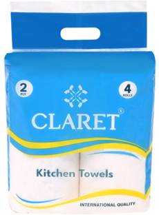 CLARET 2-Ply Kitchen Towel (20 x 20 cm) | 60 Pulls (Pack Of 4)