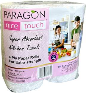 Nice touch 4 Ply Kitchen Towel Tissue Paper Roll - 60 Pulls Per Roll | (Pack of 2)
