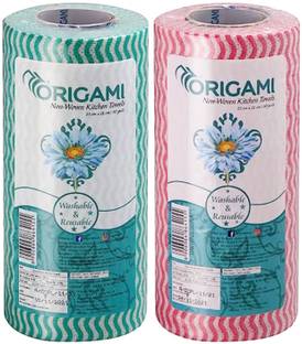 Origami Non-Woven Kitchen Towel Pack of 2 - 80 Pulls Per Roll