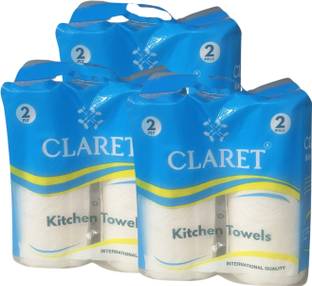 CLARET 2-Ply Kitchen Towel (20 x 20 cm) | 60 Pulls (Pack Of 6)