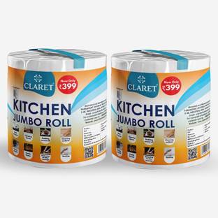 CLARET Jumbo Kitchen Tissue Roll 300 Pulls | 2-Ply Soft, Absorbent & Biodegradable