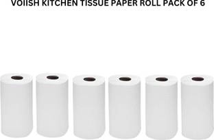 VOIISH 4 ply washable&reusable oil and moisture absorbent White Paper Roll (Pack of 6)