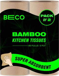 Beco Bamboo Kitchen Towel, Ecofriendly Kitchen Tissue Rolls,60 Pulls Each (pack of 2)
