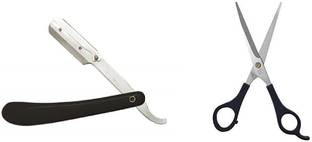VISYA BEAUTY Salon Shaving Razor Ustra for Men Hair Cutting Scissor Smooth and Comfortable Scissors