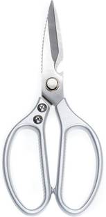 VAKRA Stainless Steel Kitchen Scissors Shears Tool Using for Chicken Poultry Fish Meat Vegetables Herbs Scissor for Fish Cutting Scissors Carbon Steel All-Purpose Scissor (Silver) Scissors