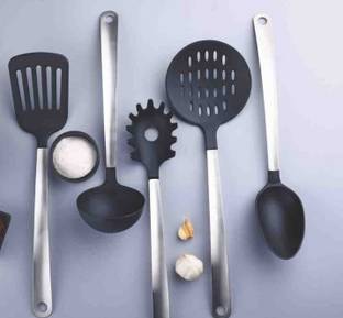 ARANKA 5 Pcs Kitchen Tool Set Nylon Heat-Resistant Nonstick Serving Spoon Spatula Silicone Table Spoon Set