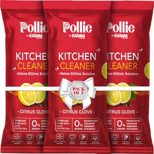 Pollie Kitchen Cleaner Sachets (Pack of 3) – 1.8L, Multi-Surface Grease Remover Kitchen Cleaner