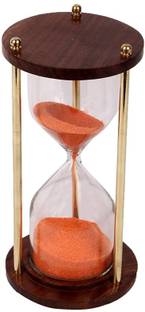 Akki Wooden and Brass Minutes Sand Timer Hour Glass for table decor Analog Kitchen Timer