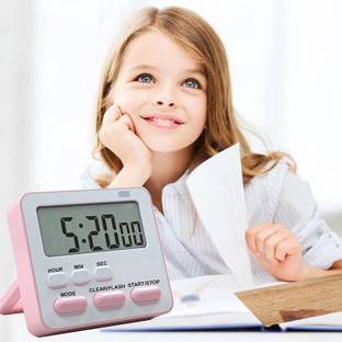 Vrundavan Care Pink Timer Kids, Kitchen, Cooking, Classroom, Exercise, Oven, Baking With Clock Digital Kitchen Timer